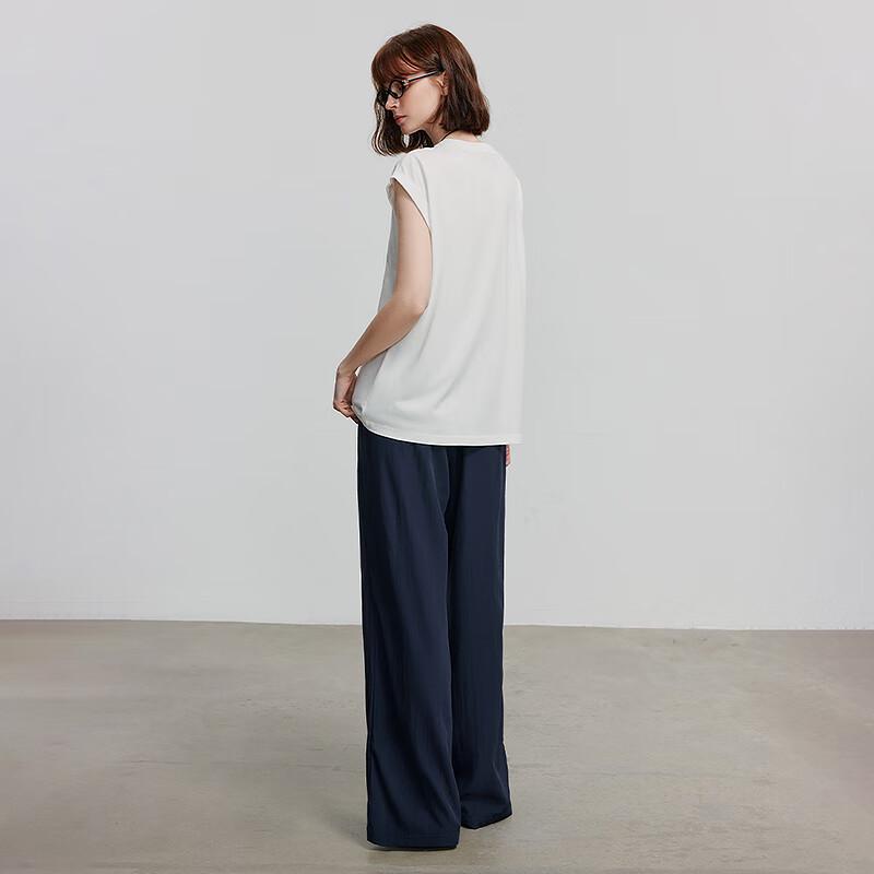 Chuyu Women's Relaxed Antibacterial Cotton T-shirt & Wide-Leg Pants Set