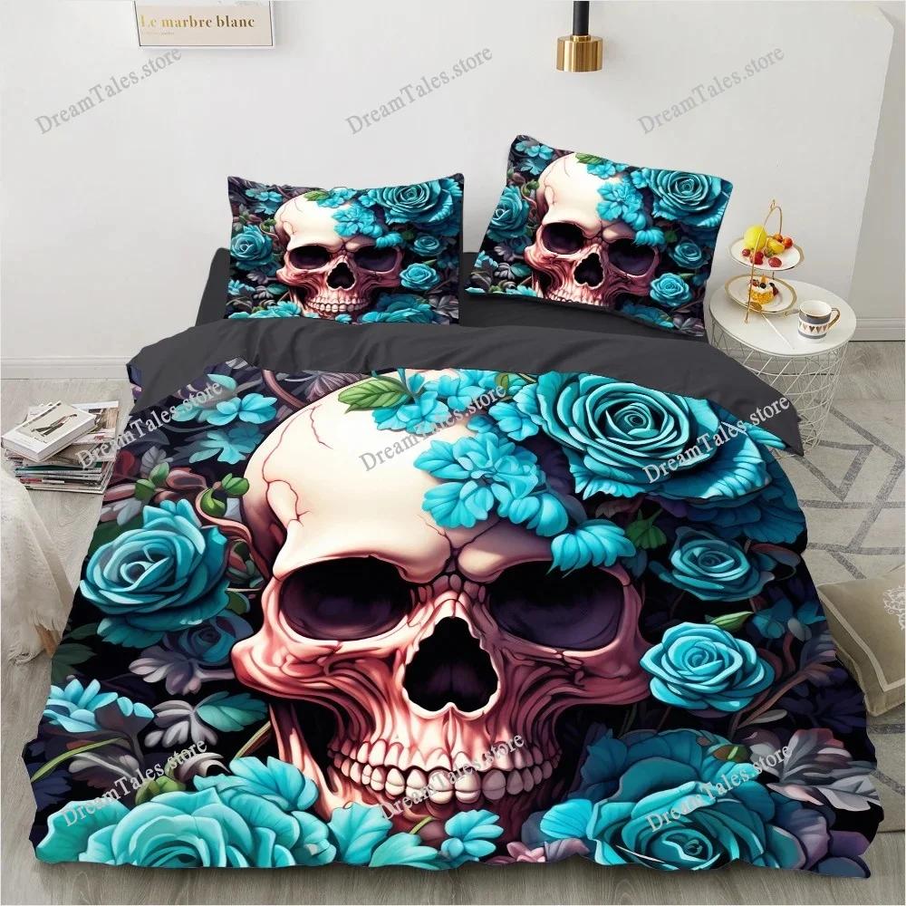 3D Print Skull Bedding Set Boys Girls Twin Queen King Size Duvet Cover Pillowcase Bed Boys Adult Home Textileextile Luxury Gift