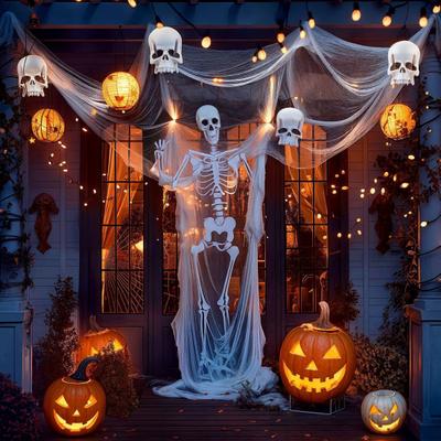 Yousheng 40" x 70" Halloween Gruselstoff Dekoration Gruselig Blut/Schwarz/Weiß Gaze Gespenstischer Stoff für Spukhaus Halloween Party Deko
