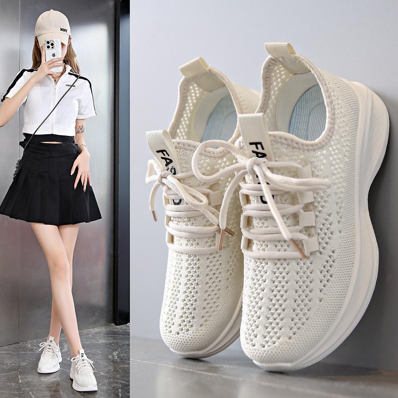 2025 summer ins Korean version of the new fly-woven women's shoes student sports running casual shoes breathable height-increasing shoes F987