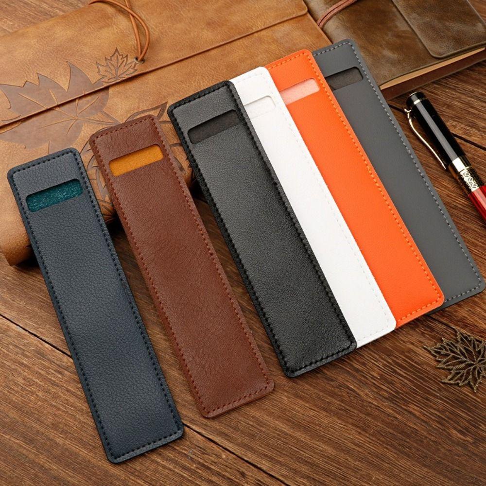 10Pcs Creative PU Leather Pencil Case Solid Minimalist Design Pencil Pouch Ballpoint Pen Cover For Students