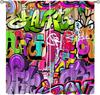 Modern Graffiti Curtains Boys Room Rap Abstract Art Street Wall Symbol Lines Window Drapes Print Kids Girls Curtain Made Of Polyester