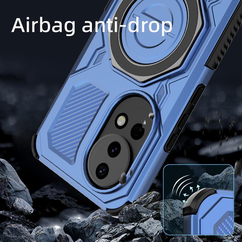 KEYSION Shockproof Magnetic Case for Huawei Nova 13 Silicone+PC Upright Live Metal Ring Stand Phone Back Cover for HUAWEI Nova13