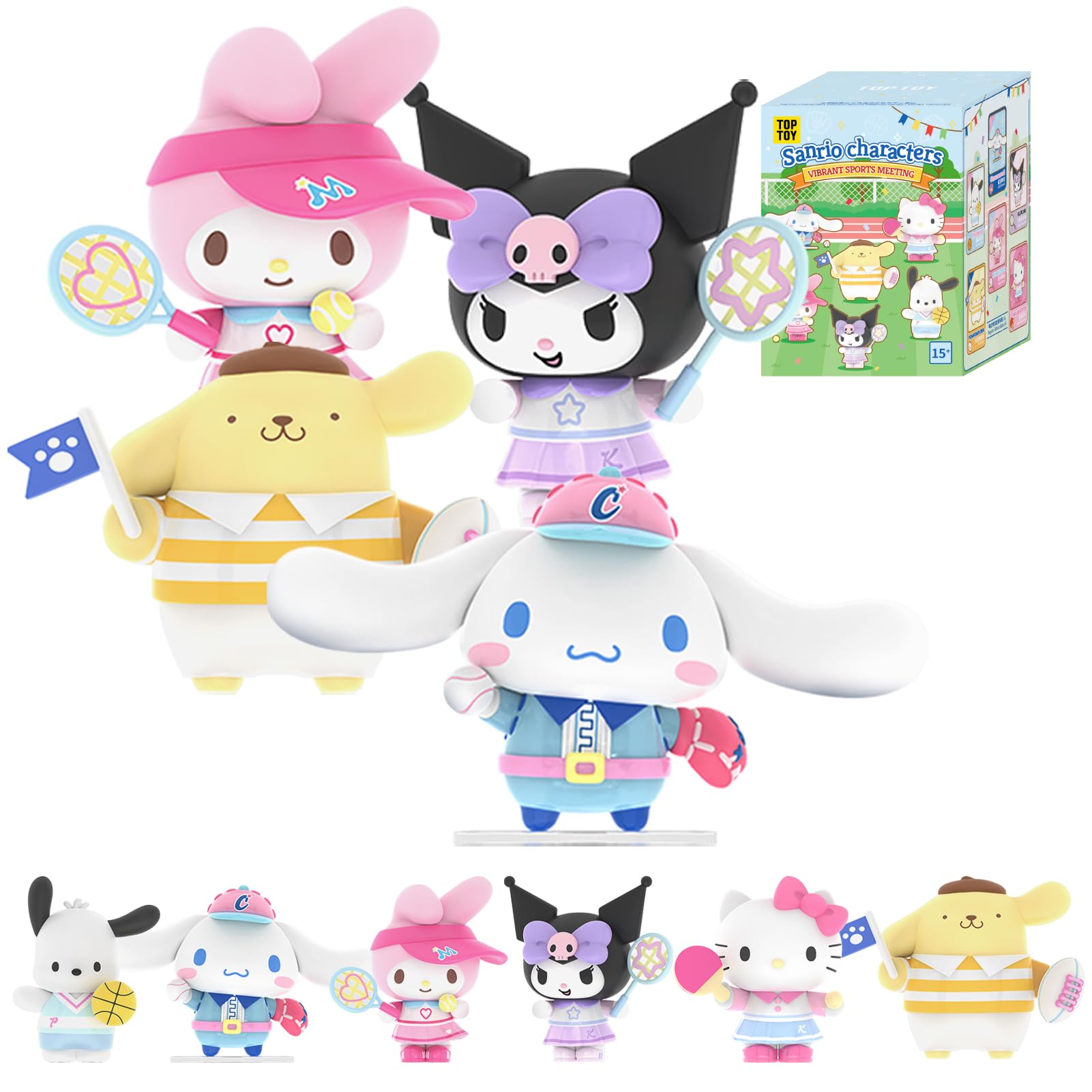 

TOP TOY Sanrio Characters Genki Sports Day Series Gachapon Blind Box Figure Soft Vinyl PVC Present Birthday Gift Kitty Kuromi Cinnamoroll My Melody