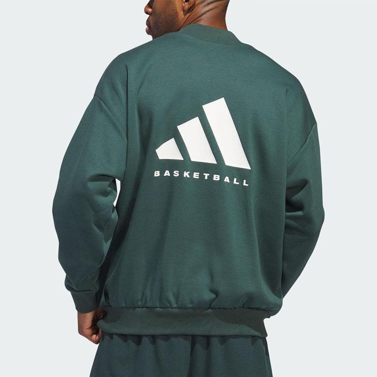 Adidas 2024 Chapter 01 Reversible Knit Sweatshirt, Unisex Basketball Alphabet Logo Top, Mineral Green Casual Pullover IM8421
