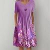 2023 Floral Print Round Neck Midi Dress for Women - Spring/Summer Collection