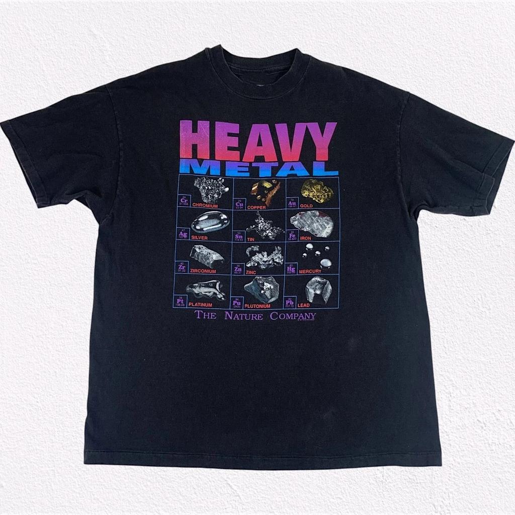Vtg 90’s Heavy Metal The Nature Company T-Shirt Periodic Table Black