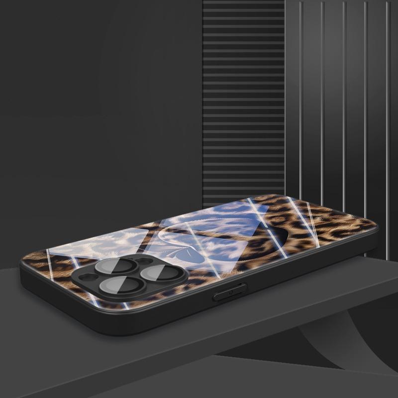 Leopardenmuster Für Apple Muster Glasmaterial Handyhülle Für iPhone 17 16 15 14 13 12 11 Pro Max 16E 17Air 7 Plus XR XS X Hülle