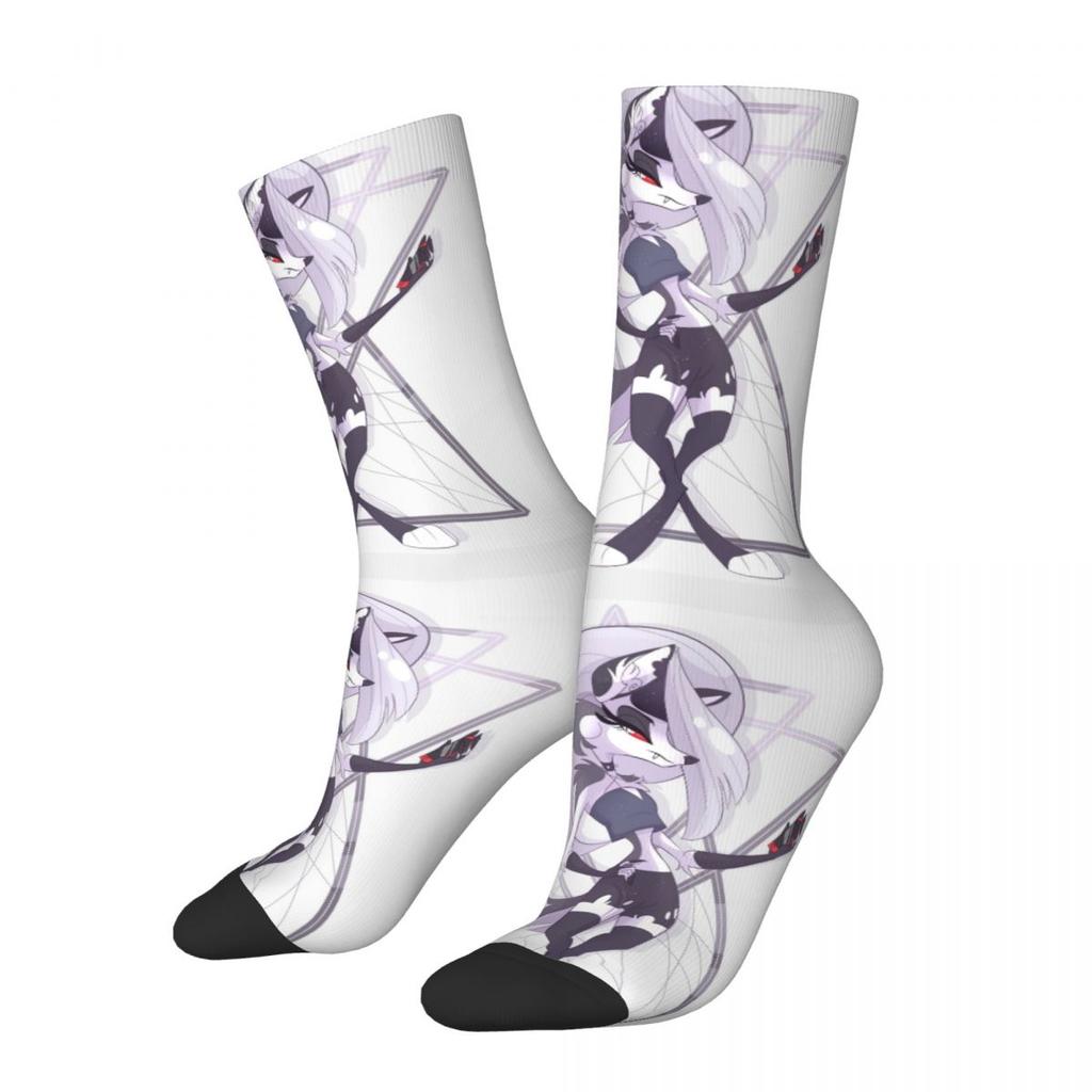 Codzienne skarpety piłkarskie Loona Bad Mood Helluva Boss Anime Poliestrowe skarpety załogowe Unisex Odprowadzające pot