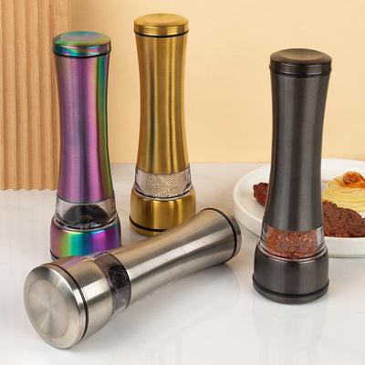 Titanium-Plated Stainless Steel Spice Grinder for Sea Salt and Black Pepper