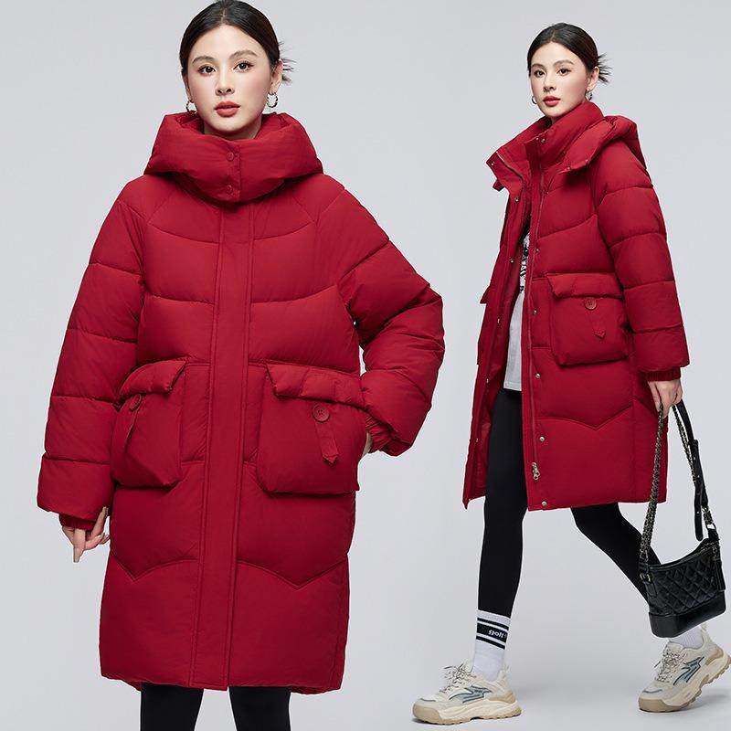 Winter New Fashion Loose Fashion Removable Hat Cotton Clothes Women's Medium and Long Thickened Waist Jacket