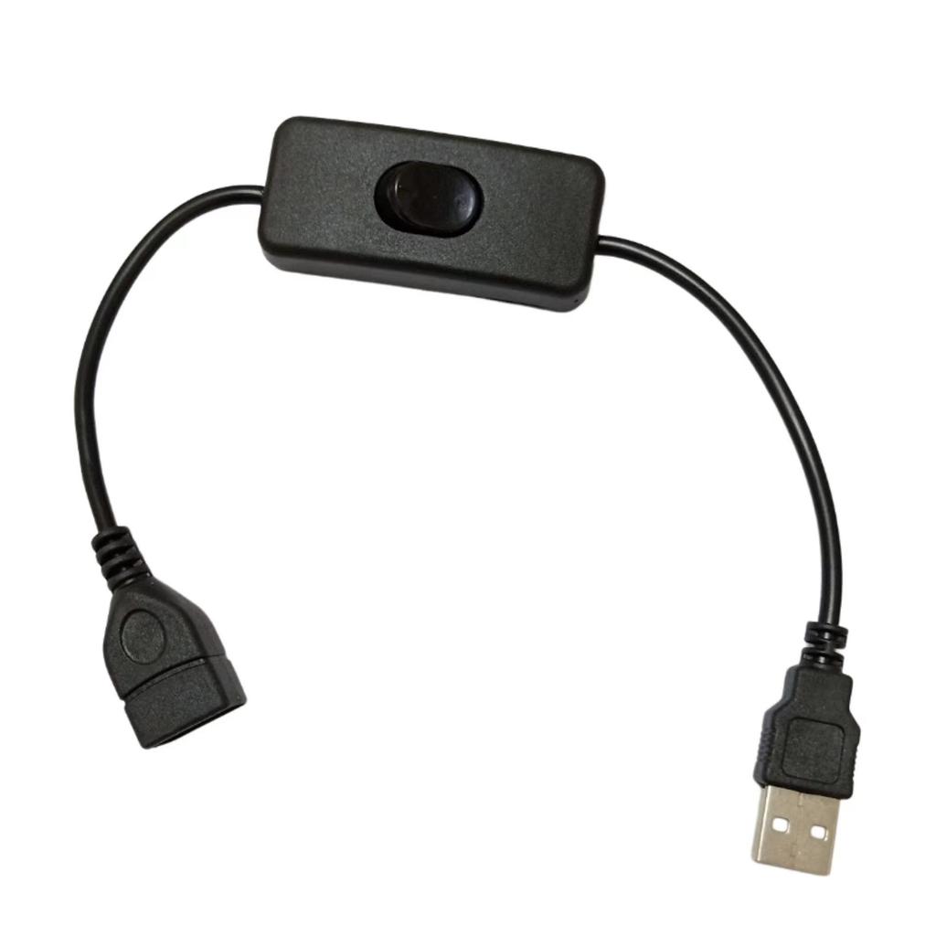 DC5521 USB Power Switch Extension Cord - Black & White