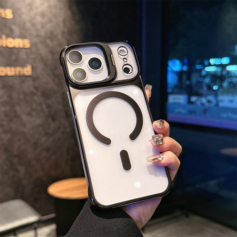 Luxury Transparent PC Plated Phone Case for iPhone 17 Pro Max Air 16 15 14 13 Magsafe Magnetic Borderless Cover for Apple Case