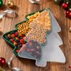 1/2Pcs Christmas Serving Tray with Lid Snacks Cookies Cosmetics Stationery Holiday Container Festive Gift Organizer