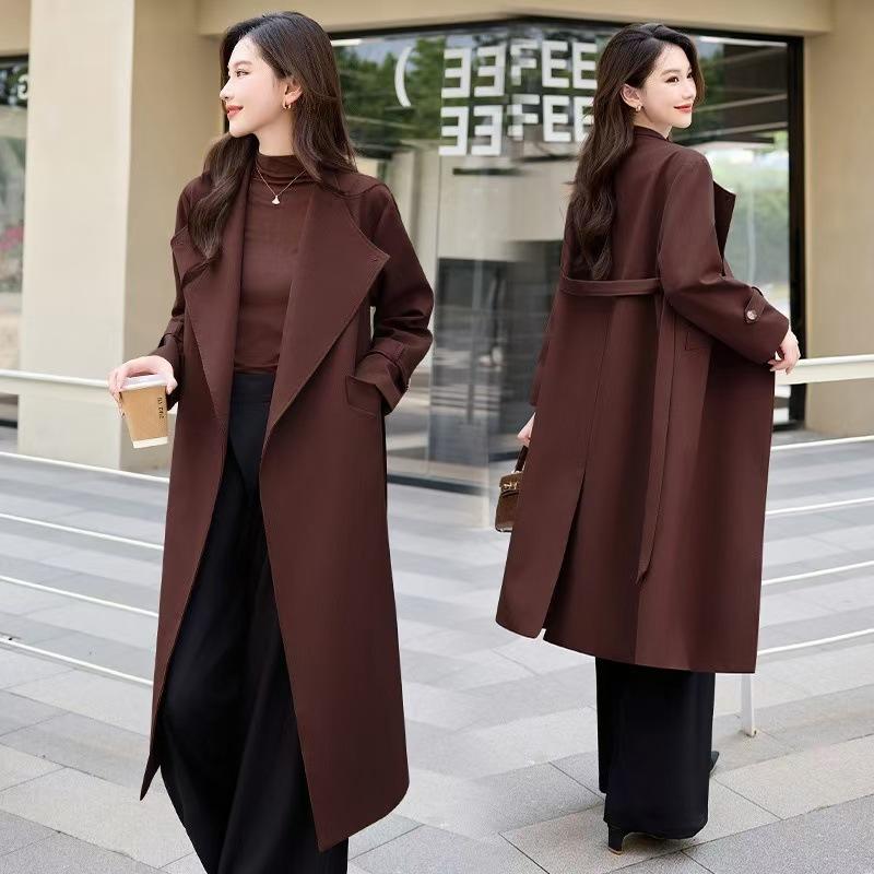 Dlouhý kabát do větrovky pro ženy, jarní a podzimní nový styl, letos oblíbený temperamentní a elegantní kabát