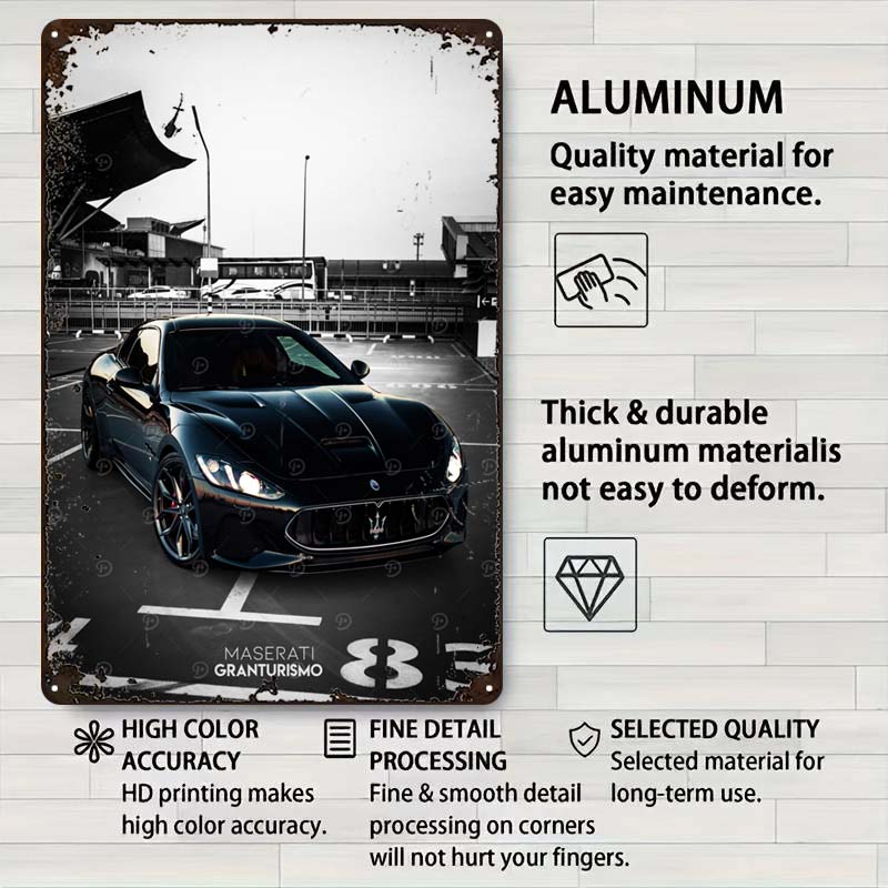 Maserati Classic Car Metal Poster Bedroom Decoration Living Room Decor Men Custom Metal Tin Signs for Garage Wall Art Decoration