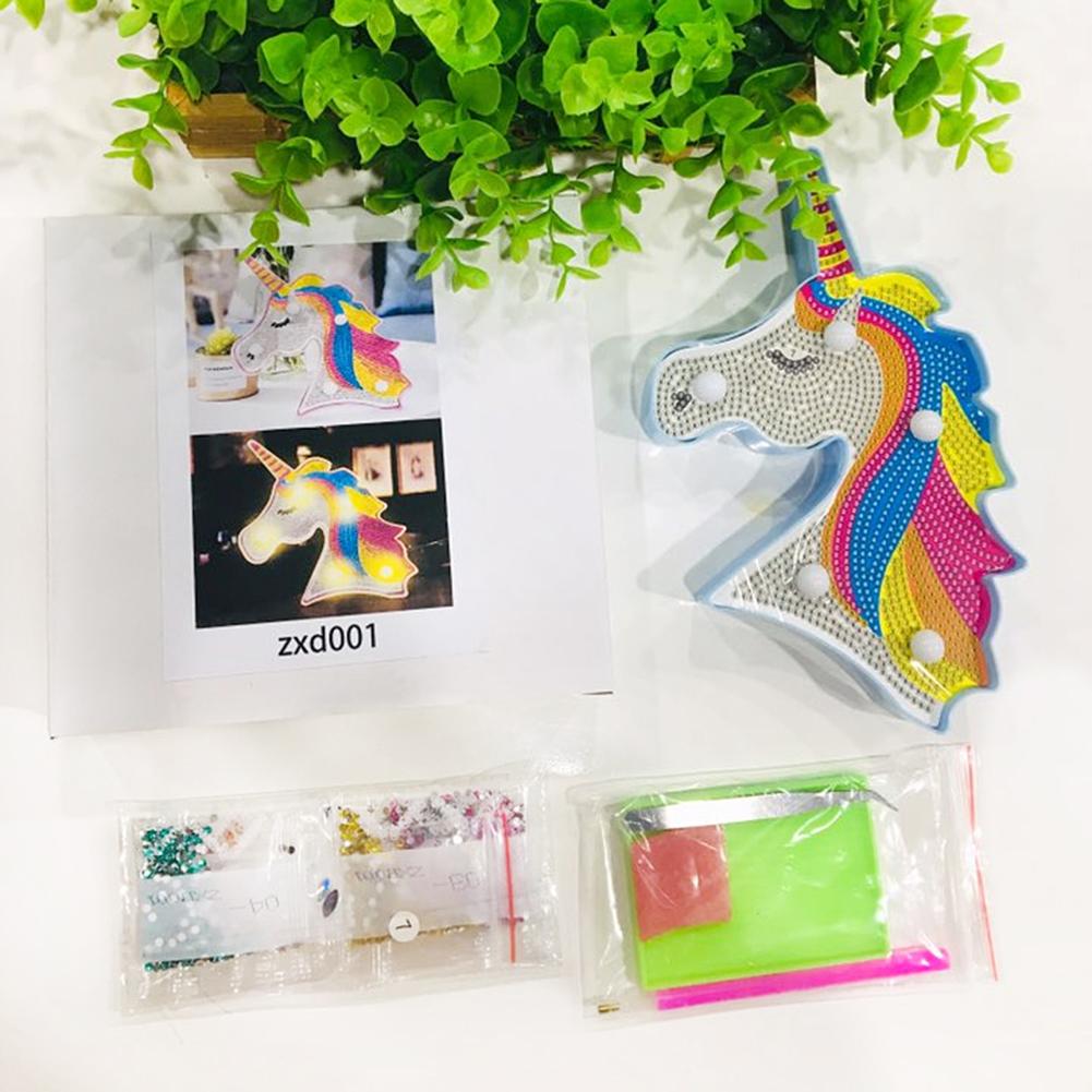 Creative DIY Full Drill Diamond Painting Horse Model LED Light Home Bedroom Decorative Animal Night