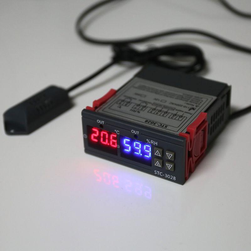 Dual Digital Thermostat Temperature Humidity Control STC-3028 Thermometer Hygrometer Incubator Controller AC 220V DC 24V