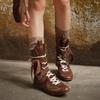 Cowhide version~ inner height increase small retro Martin boots women's 2025 autumn boxing boots frosted leather lace-up short boots