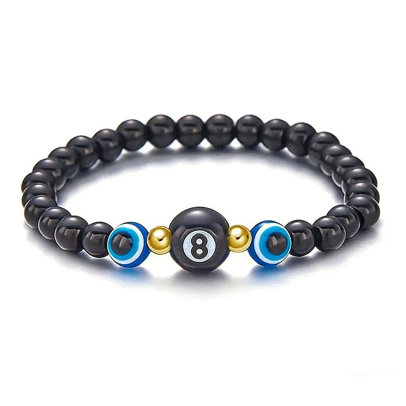 Turkish Blue Eye Bracelet Lucky Amulet  Hand Chains Gifts 5/8MM Tiger Eye Stone Beaded Evil Eye Bracelets for Women Men