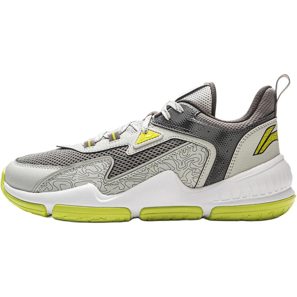 Li Ning Basketball Series Comfortable Versatile Durable Rebound Breathable Support Low Top Kids Basketball Shoes Kids sneaker Gray Green YKBV105-7