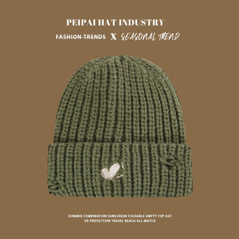 

Warm and cold-proof ripped knitted hat retro cute wind show face small ear protection couple wool hat one size