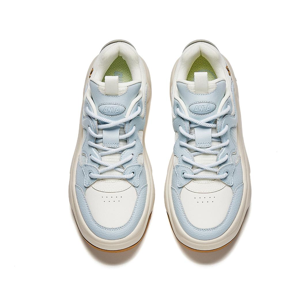 Anta Ice Cream Leather Thick Sole Height Increasing Versatile Comfortable Skate Shoes Sea Salt Cheese Kids Skate Shoes 922548033-7
