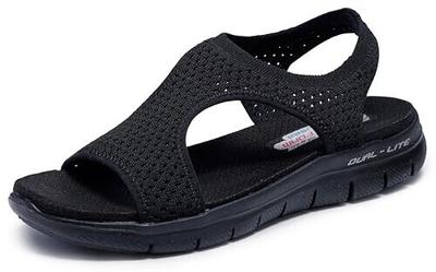 Schwarze Slingback Sportsandalen