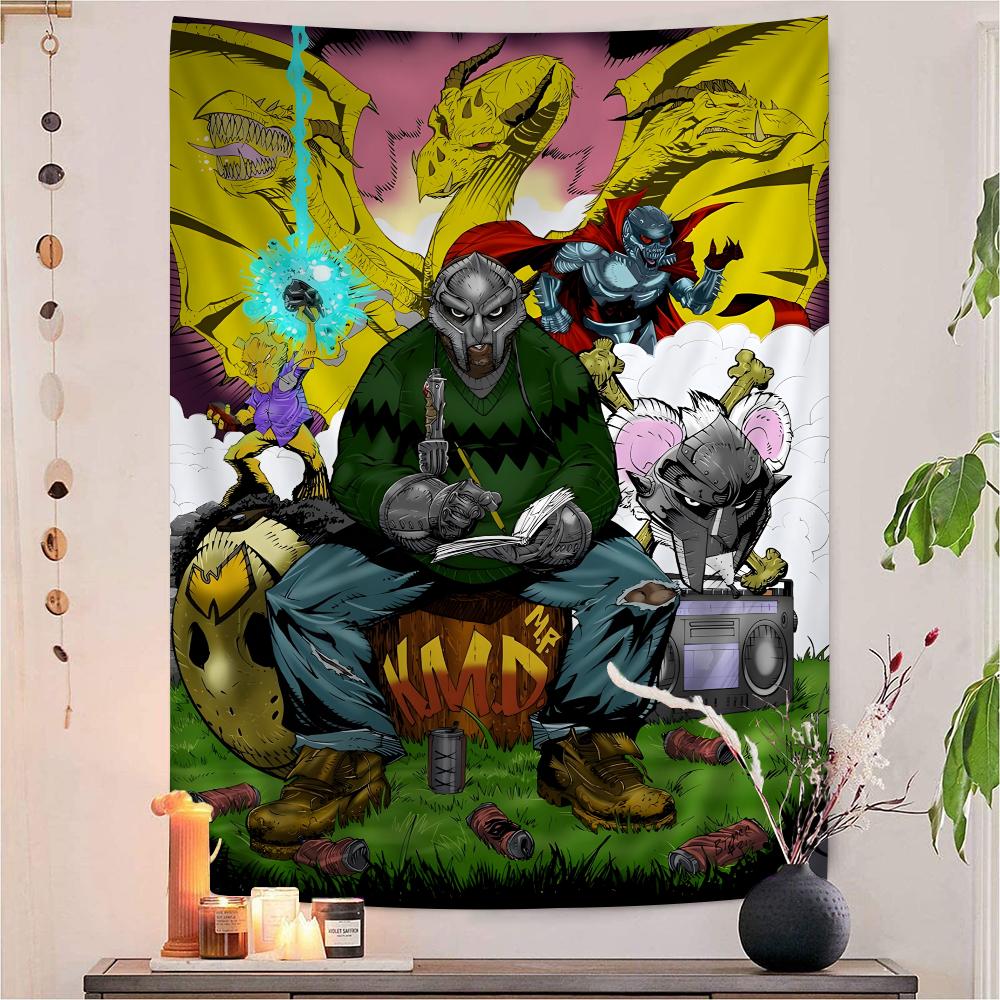 Famous American HipHop Singer Mf Doom Colorful Tapestry Wall Hanging Bohemian Wall Tapestries Mandala Wall Hanging Sheets