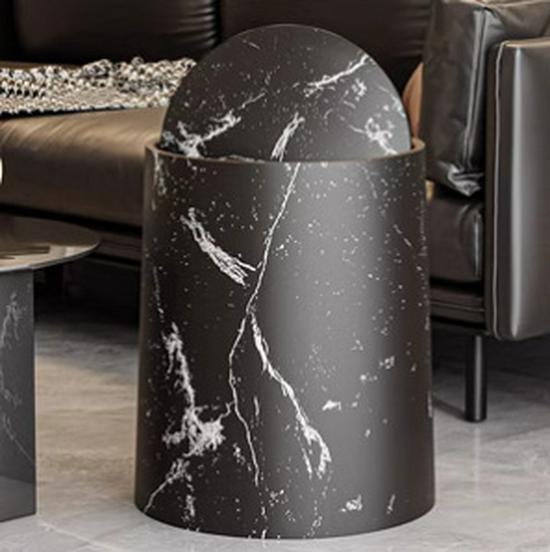High-Capacity Marble Pattern Flip-Top Trash Can for Kitchen, Living Room, or Bathroom - 2024 Edition
