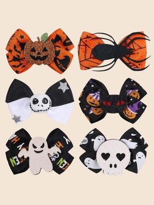 Cadılar Bayramı Partisi Eğlencesi Örümcek Balkabağı Saç Tokası Çizgi Film Siyah Kedi Kafatası Saç Aksesuarları Kızlar için Mutlu Cadılar Bayramı Günü Kostüm