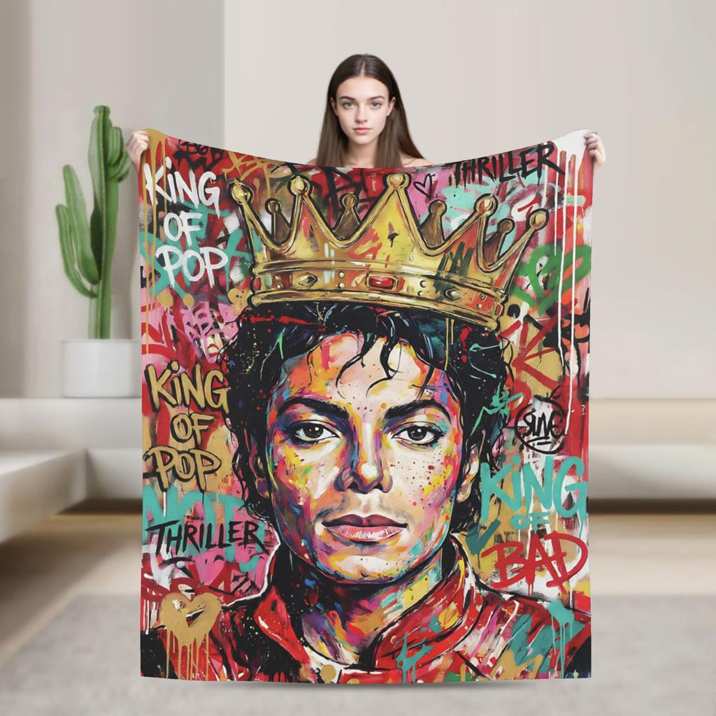 Super Soft Singer Michael Jacksons Mj Throw Blanket Premium Fleece Flannel Lightweight Bed Blanket Fuzzy Plush Blankets