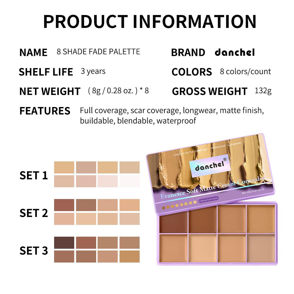 Concealer Palette Waterproof Long-lasting Foundation Matte Moisturizing Lightweight Breathable Look Multi-shade Concealer Disk