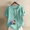 Moda Donna Maglietta Manica Corta Girocollo Stampata Coppia Carina Casual Cotone Lino Maglietta Grafica Tempo Libero Ampia Blusa Estiva Top