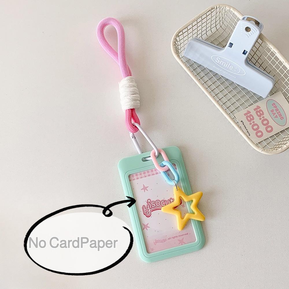 Sliding 3-inch Card Holder with Star Lanyard Candy-colored Card Display Suitable for Students,K-pop Fans Card Storage