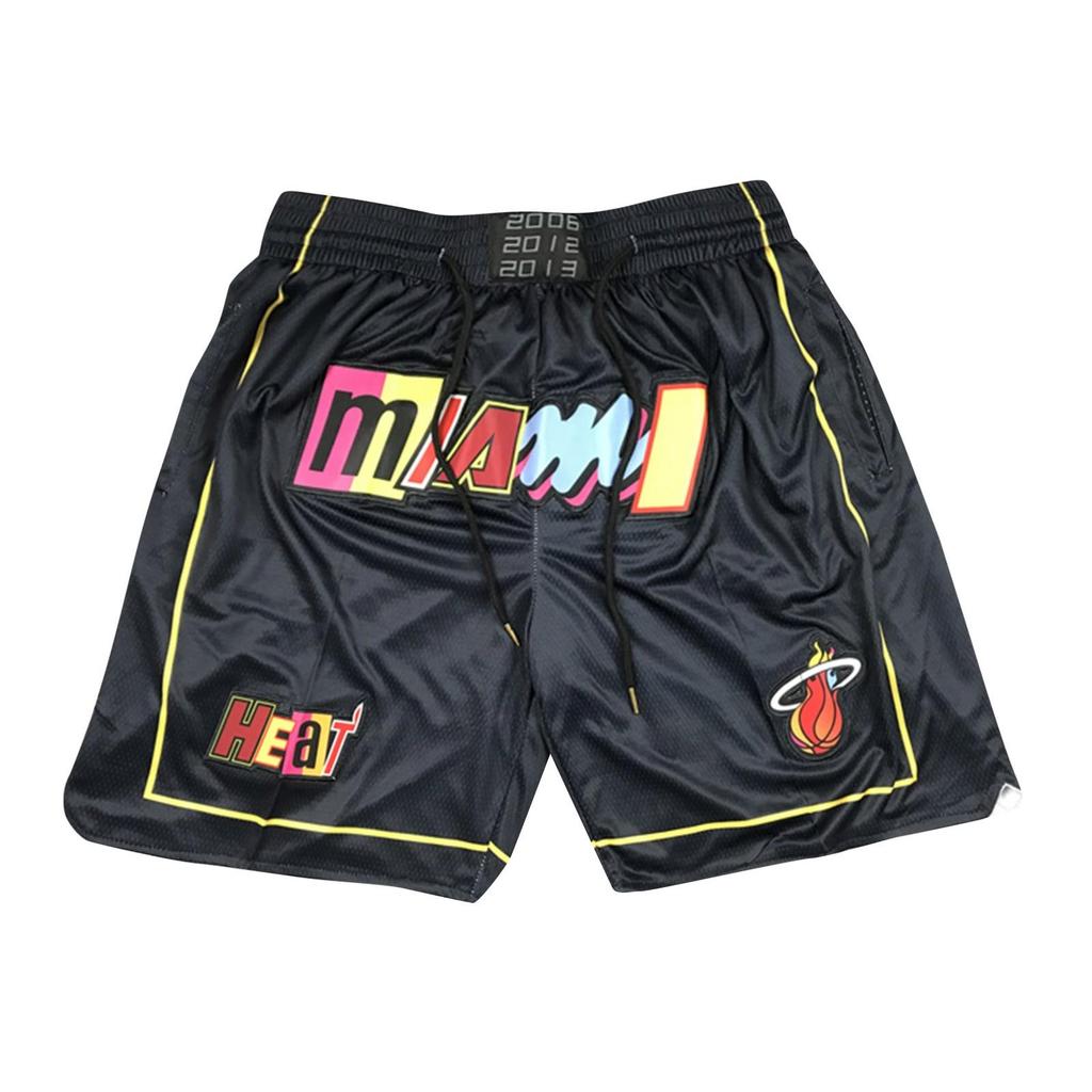 Heat Retro Embroidered Drawstring Cropped Basketball Shorts Training Shorts