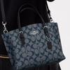 Coach Mollie Classic Monogram Zip Closure Coated Canvas And Leather Tote Bag Women tote Silver Midnight-Navy C4250-SVN2V