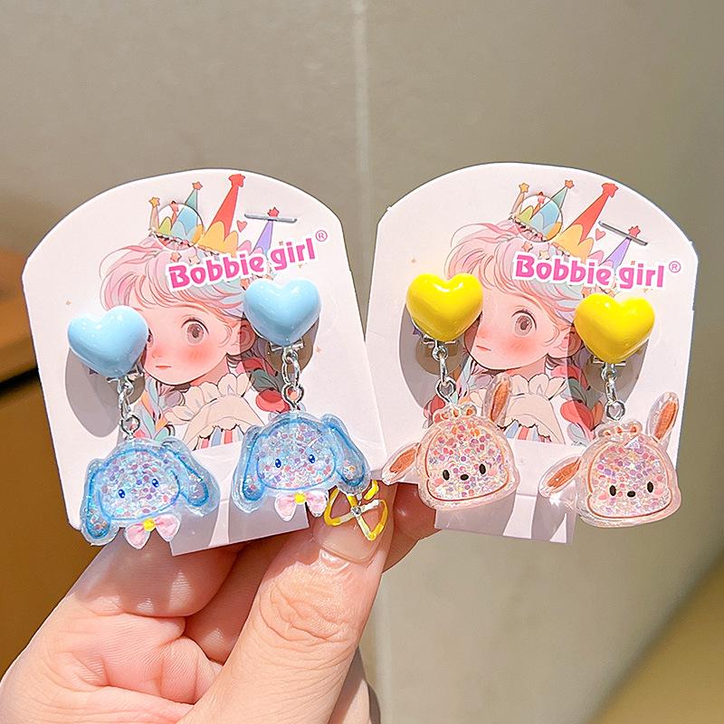 Kuromi Kolczyki Klipsy Bez Przekłuwania Uszu z Kokardką dla Dziewczynek