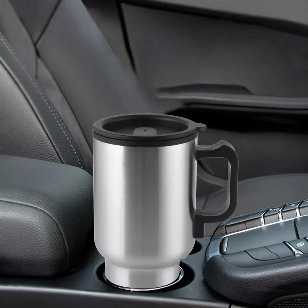 300/450ML12V 24V Electric Heating Car Kettle Water Coffee Milk Thermal Mug Camping Travel Kettle Stainless Steel Vehicle Heating