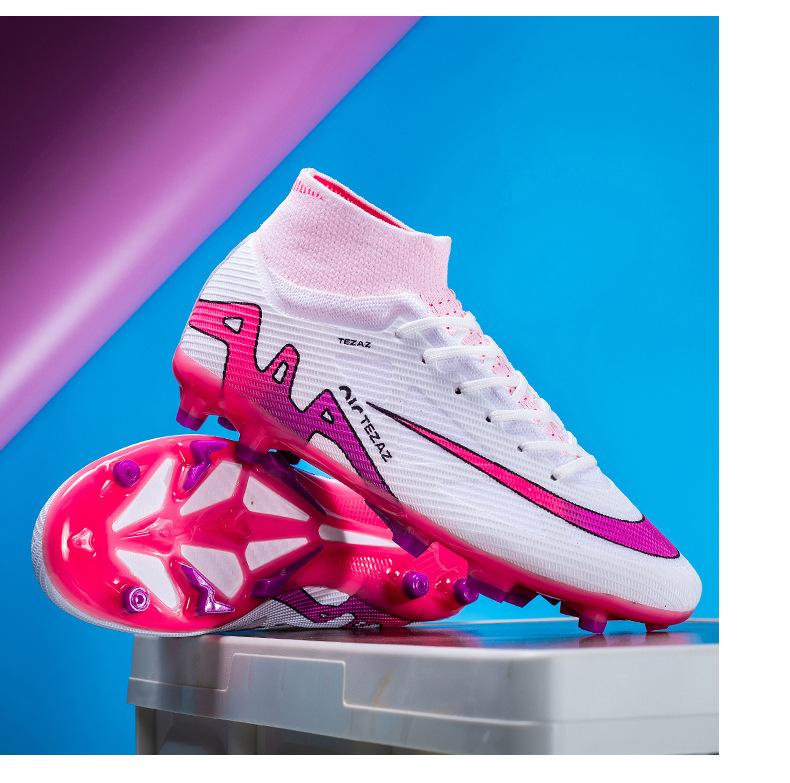 Nahtlose Outdoor-Fußballschuhe mit Fliegenstrick für Herren-High-Top-Studenten mit Stollen und Spikes für Rasenspieltraining Fußballschuhe