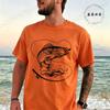 Retro Fish Fishing Print T-shirt Men Summer Breathable Tee T-Shirts Beach Vacation Casual Shirts Fisherman Gift Oversized Tops
