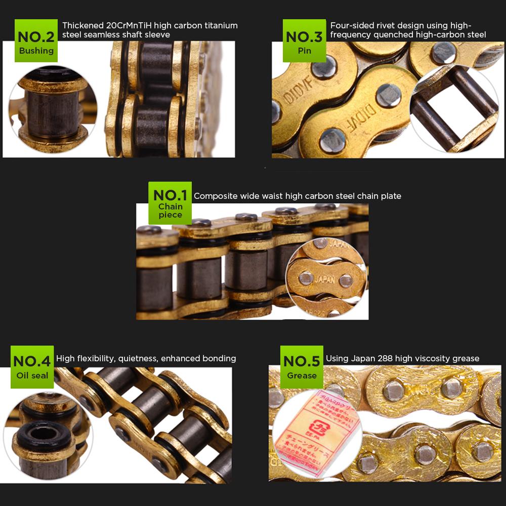 Seturi de lanțuri de înaltă calitate pentru motocicletă pentru lanțul 428 DID O-ring 136 link 520 525 530 lanțuri 120 zale pentru universal Honda Yamaha