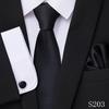 Men's 8cm Solid & Polka Dot Plaid Tie Set with Cufflinks & Pocket Square
