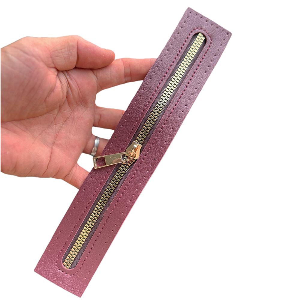 Long PU Band Zippers Close-end Auto-lock Type Gold Color Metal Zipper DIY Bag Accessories