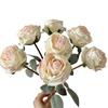 43CM 7-piece Tied Roasted Edge Rose Artificial Bouquet High-end Home Soft Decoration Floral Ornaments