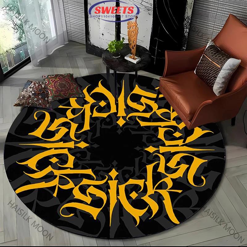 Black and White Red Art Style Round Carpet Living Room Bedroom Modern Decorative Mat Children's Room Non-slip Rug Yoga Chair Mat