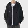 Men's Autumn and Winter Solid Color Zipper Hoodie: Plus Velvet Cardigan Sweatshirt