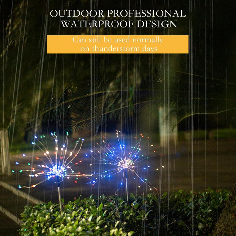 Solar Lawn Lights Ground Firework Lamp For Patio Waterproof LED Flower And Firework Colorful Solar Powed Lights For Garden