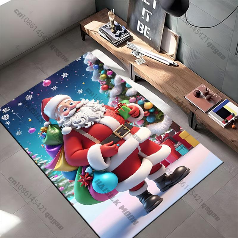 Christmas Santa Gifts Celebration Carpet Yoga Living Room Room Decor Children's Crawling Mat Doormat Area Rug Games Mat