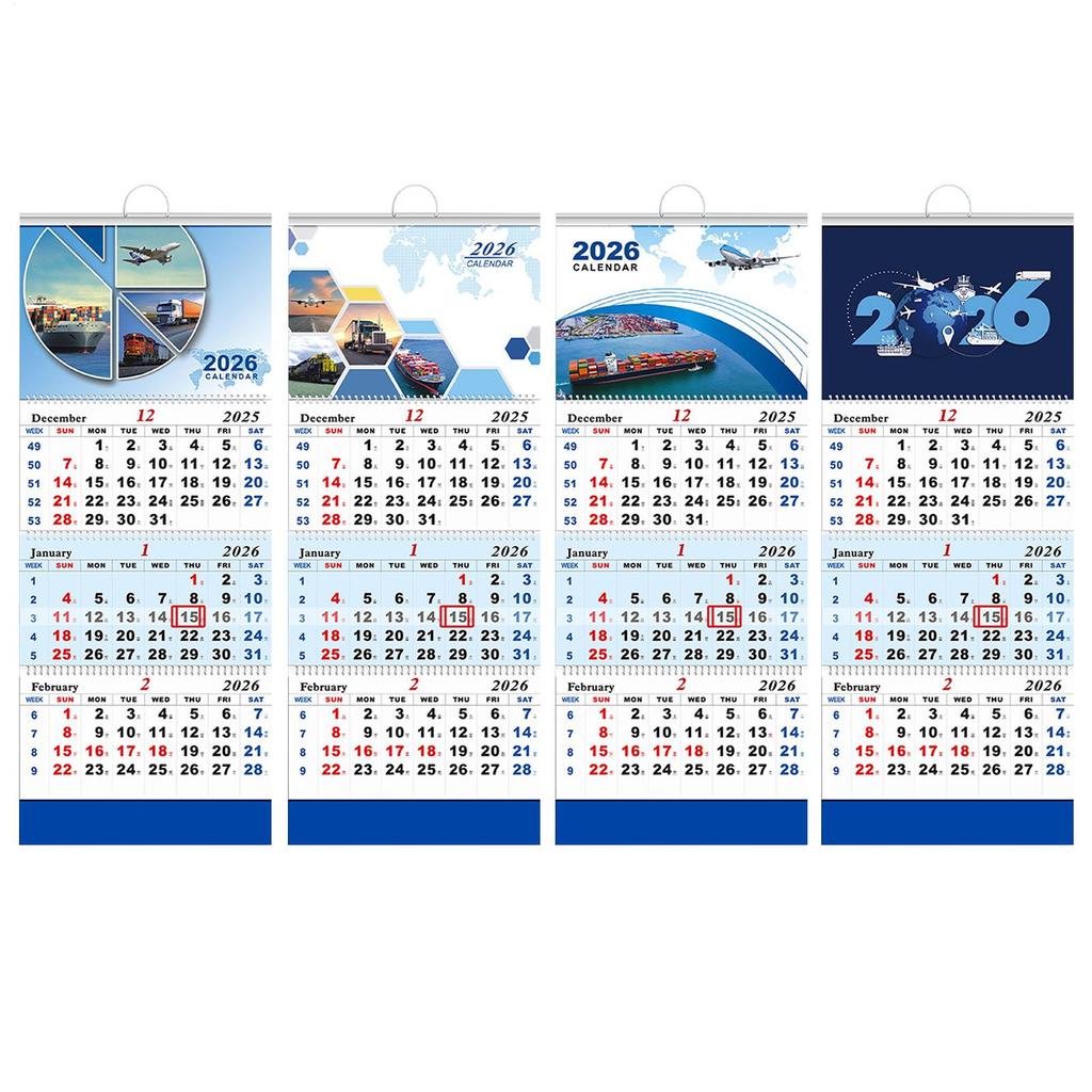 Calendar Pliabil de Anul Nou cu 4 Pliuri, Calendar de Perete 2026, Calendar de Perete cu Programare Lunară pentru Birou cu Tematică Aviație, Cadouri de Anul Nou